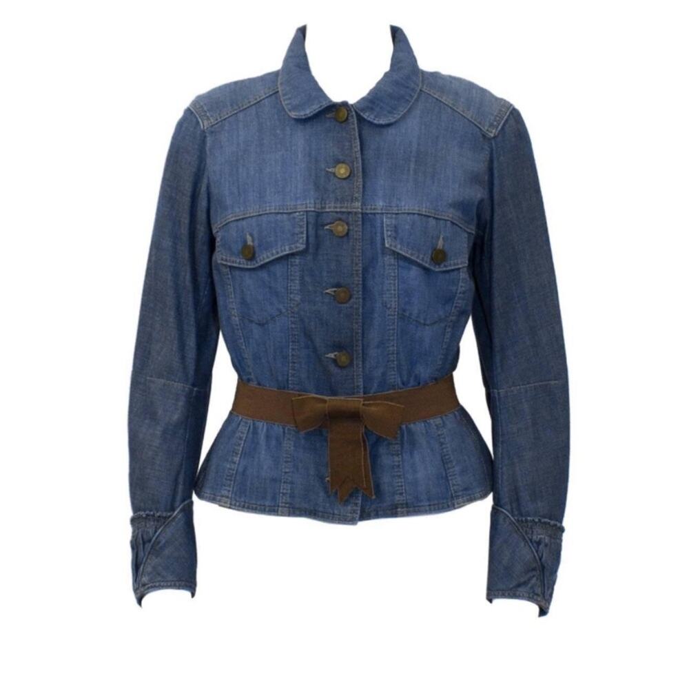 Alexander McQueen 00s jean jacket womens size 46 large medium denim bow y2k blue